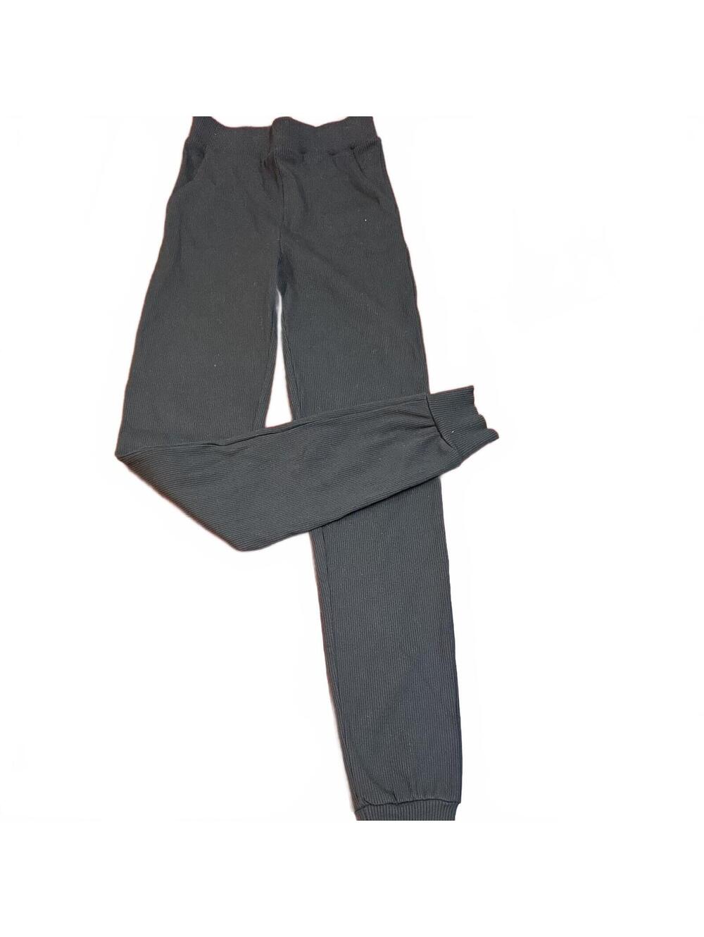 Naked Wardrobe Black Snatched High-Waist Ribbed Joggers, pockets, thick sz Small